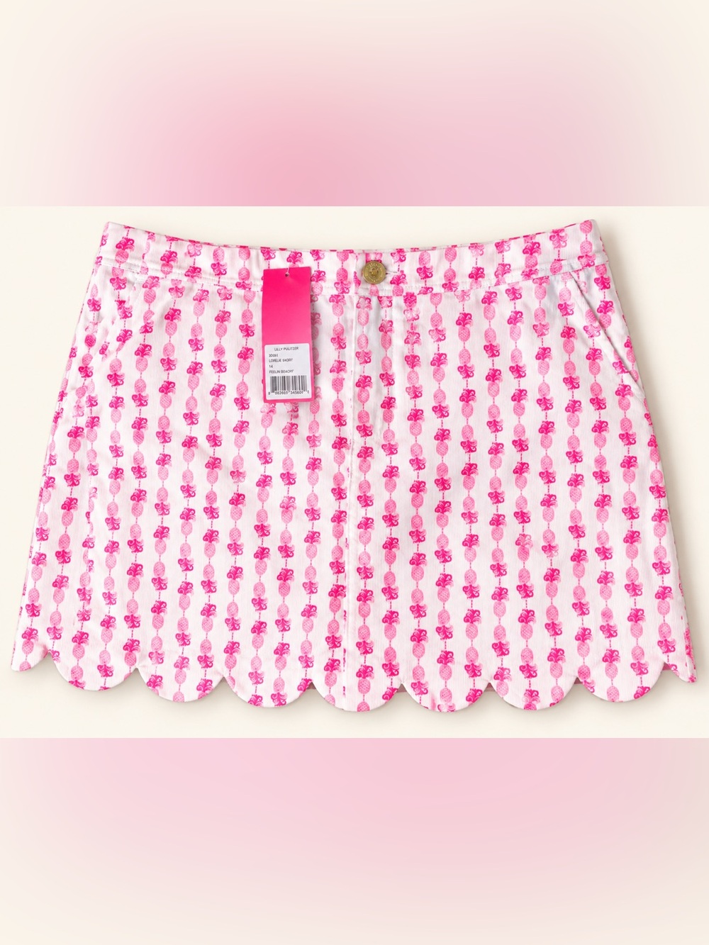 Lilly Pulitzer Colette Skort Size 14 Pink Topaz Fineapple Pineapple Print NWT